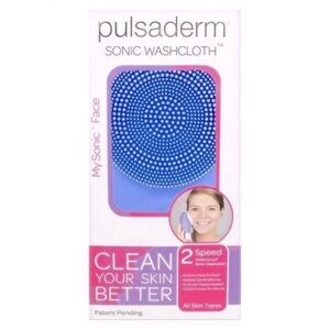 Pulsaderm 2-Speed Waterproof Antimicrobial Sonic Silicone Washcloth Blue NIB